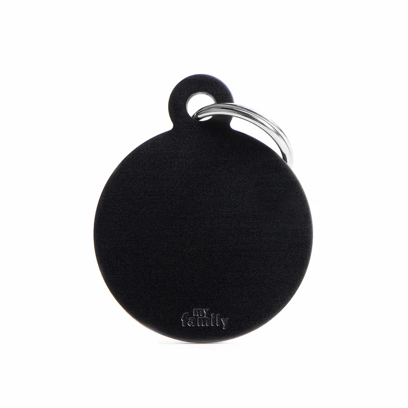 Versand Am Gleichen Tag MY FAMILY Classic Big Round Aluminum Tag schwarz Hundemarke